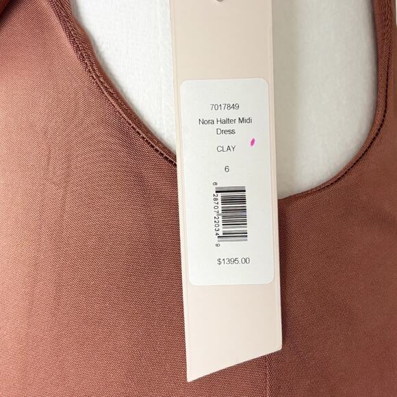 Et Ochs Nora Halter Cut Out MIdi Dress 6 NEW Brown - Picture 13 of 14